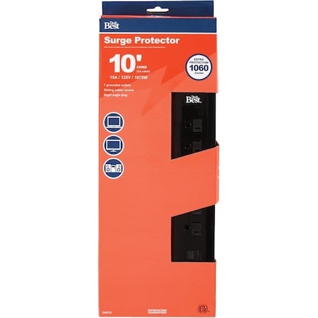 All-Source Outlet Strip, Surge, 10 ft., Black LTS-7PS-A